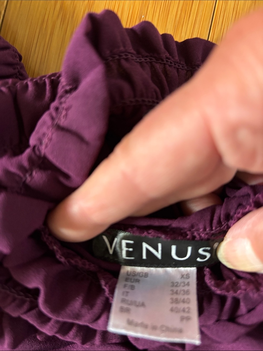 VENUS Deep Plum Ruffled Smocked Top - Picture 2 of 7